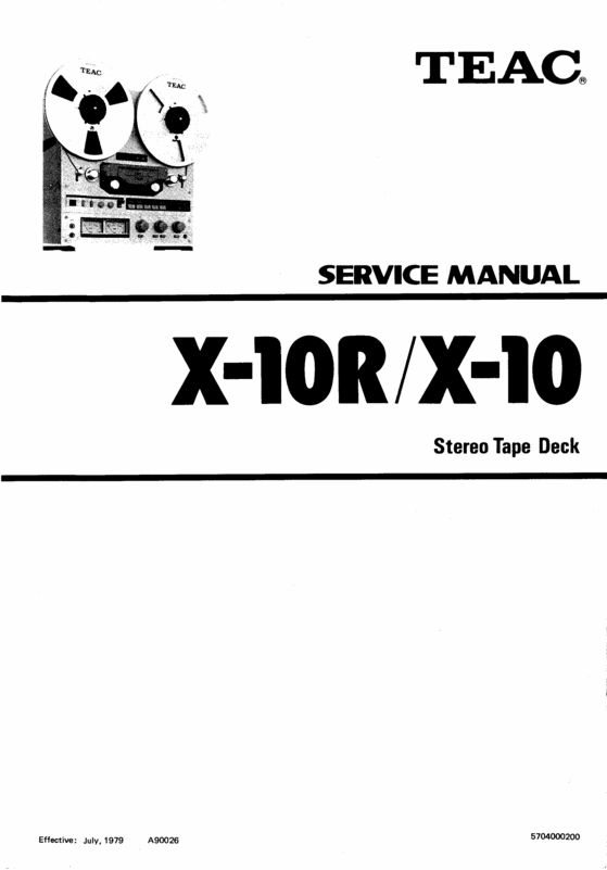 Product picture Teac X-10-R reel tape recorder Service Manual