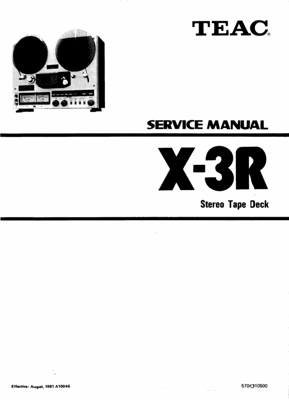 Product picture Teac X-3-R reel tape recorder Service Manual