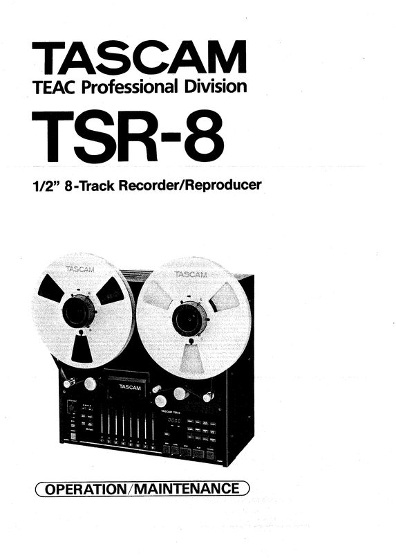 Product picture Tascam Teac TSR-8 reel tape recorder Service Manual