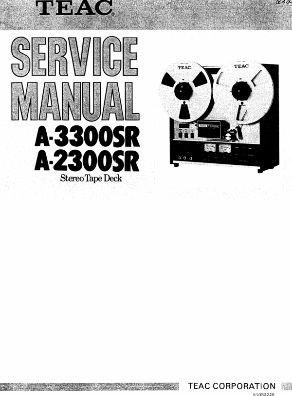 Product picture Teac A-2300SR & A-3300SR reel tape recorder Service Manual