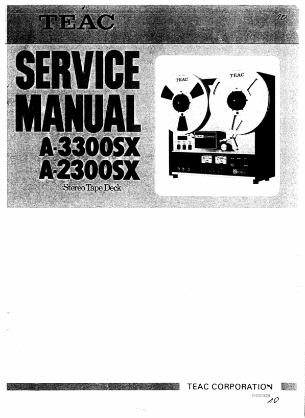 Product picture Teac A-2300SX & A-3300SSX reel tape recorder Service Manual