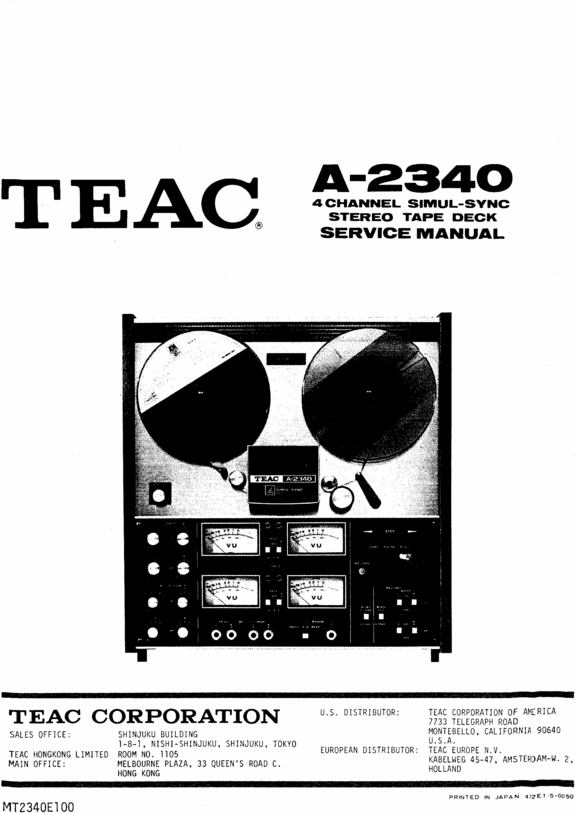 Product picture Teac A-2340 reel tape recorder Service Manual