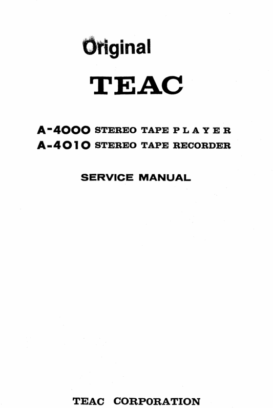 Product picture Teac A-4000 & A-4010 reel tape recorder Service Manual