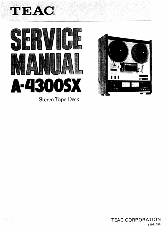 Product picture Teac A-4300-SX reel tape recorder Service Manual