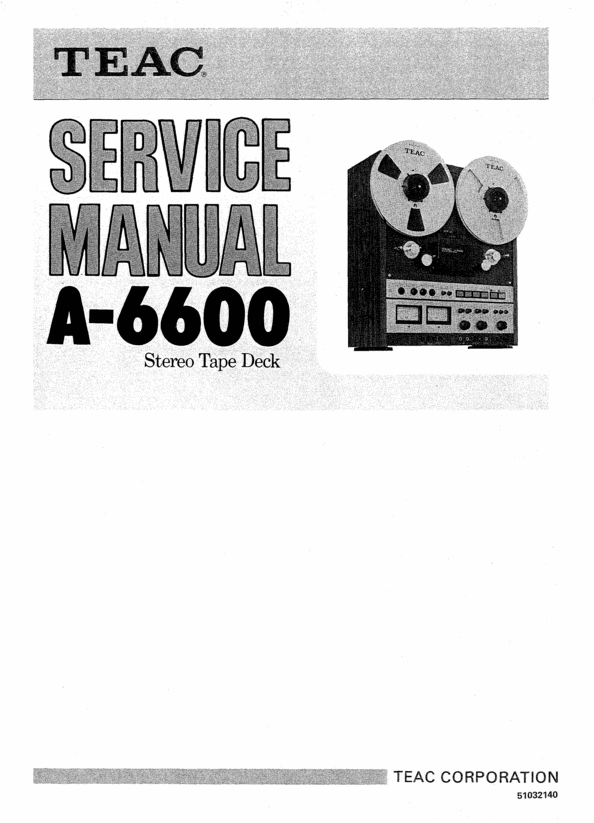 Product picture Teac A-6600 reel tape recorder Service Manual