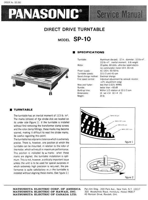 Product picture Technics SP-10 Turntable , Service Manual , Schematics & DIY