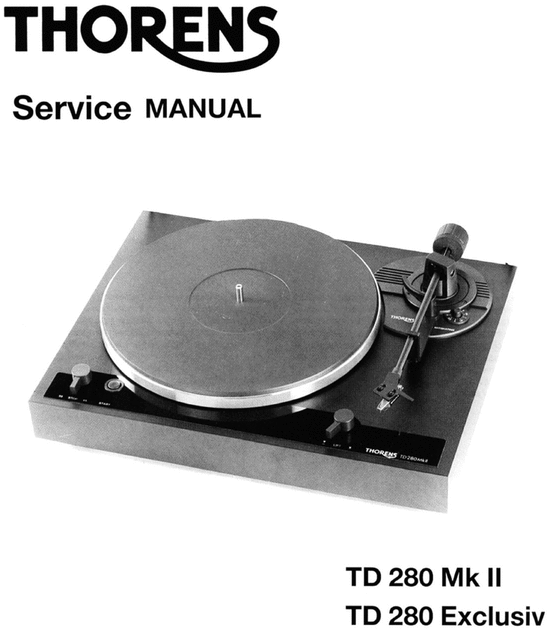 Product picture Thorens TD-280 mk2 & Exclusiv , Turntable Service Manual 