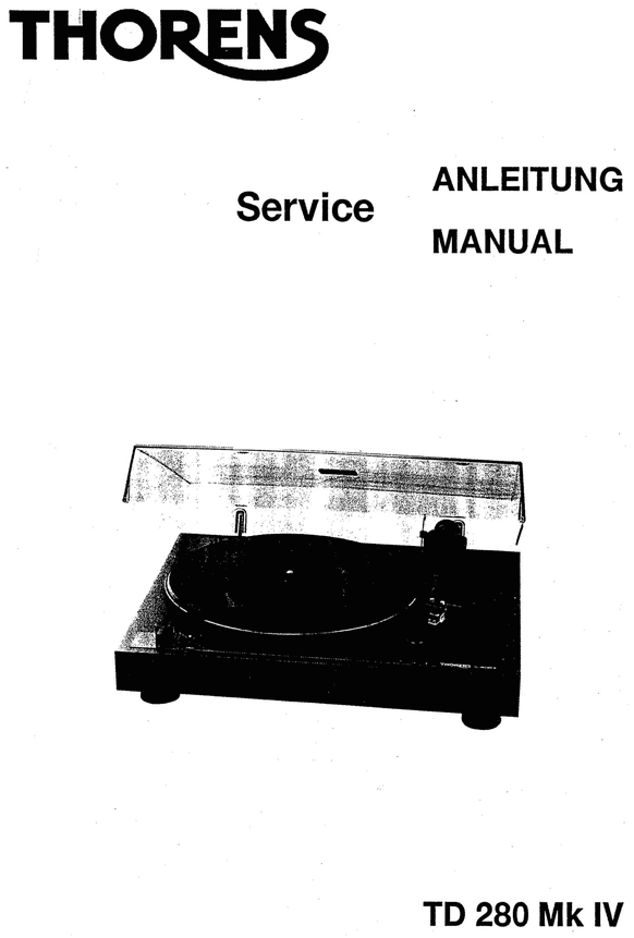 Product picture Thorens TD-280 mk4 , Turntable Service Manual 