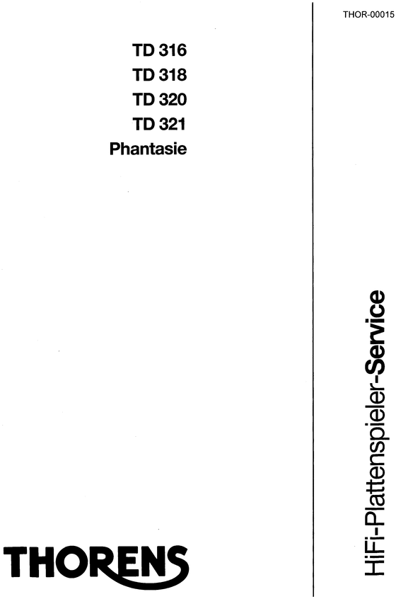 Product picture Thorens TD-316 , 318 , 320 , 321 & Phantasie  Service Manual