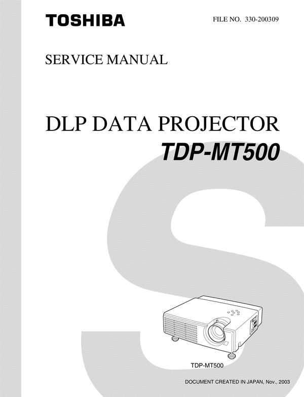 Product picture Toshiba TDP-MT-500 ,  DLP data Projector , Service Manual
