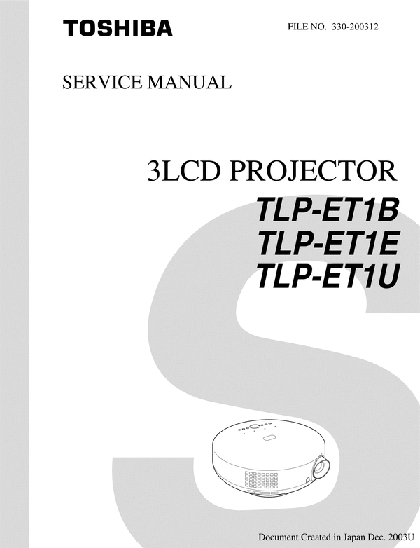 Product picture Toshiba TLP-ET1  , LCD Projector Original Service Manual