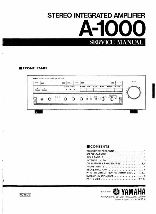 Product picture Yamaha  Amplifier, Original Service Manual