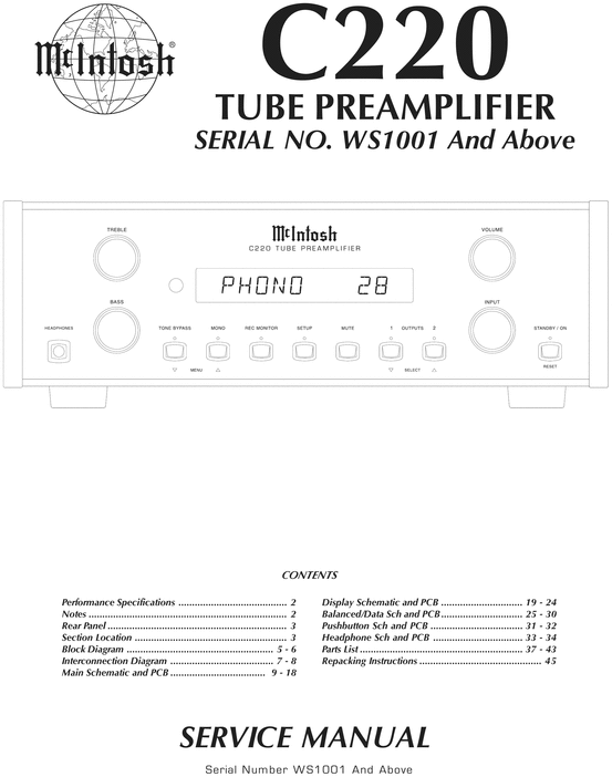 Product picture McIntosh C-220 , Original Service Manual