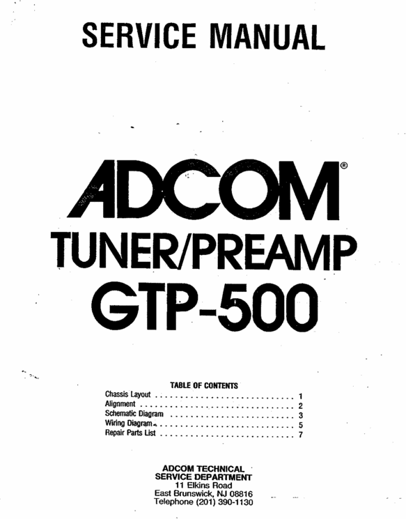 Product picture Adcom GTP-500 Original Service Manual